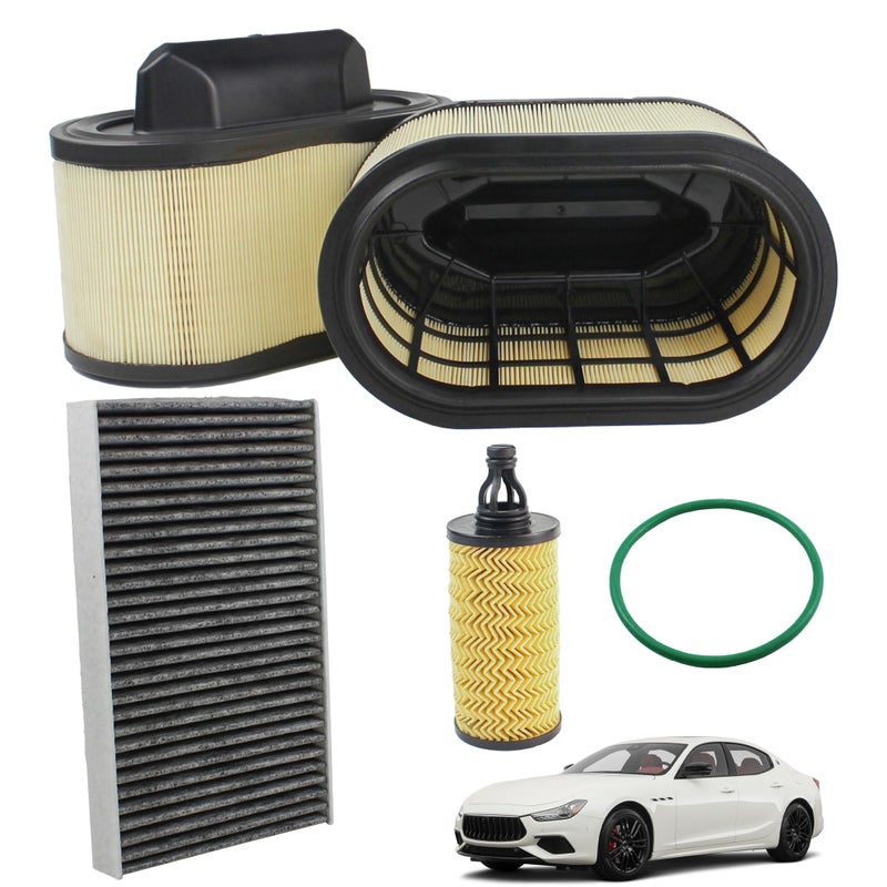 YzusGomumu 4PCS Engine Air Filter + Oil Filter + Cabin Air Filte Compatible with 2014-2022 Maserati Ghibli Levante Quattroporte All Engine Replaces# 670001545 670005021 000311401 - Image 1